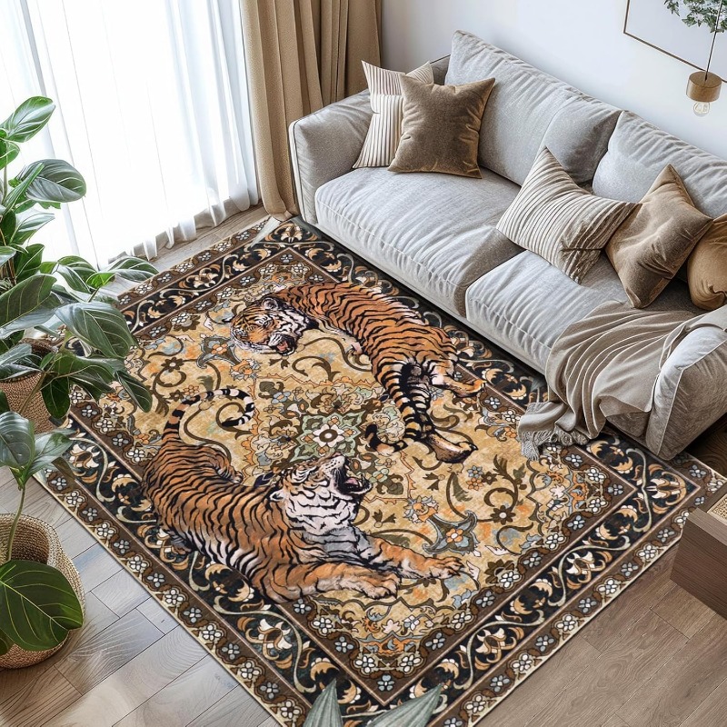 Commercial Printing Online - Nordic Retro Tijger Ontwerp Woonkamer Tapijt