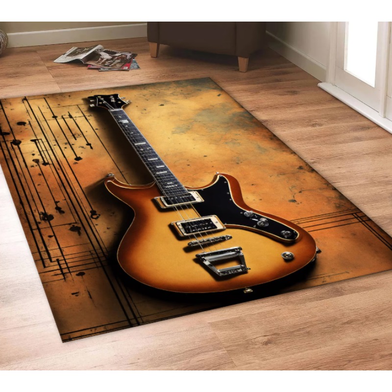Commercial Printing Icon - Gitaarprint muziekthema tapijt modern instrumentpatroon groot